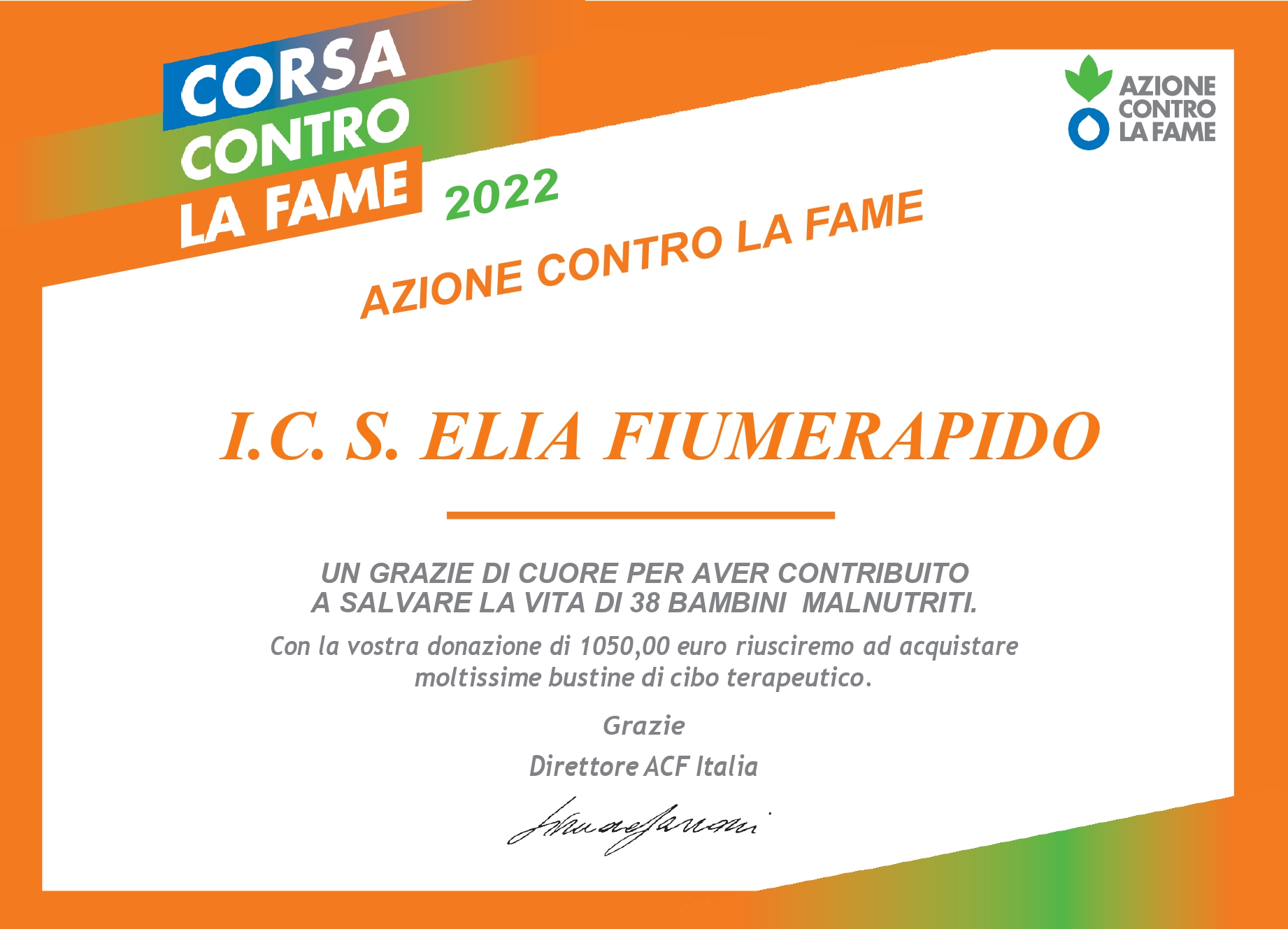 Attestato corsa contro la fame I.C. S.ELIA FIUMERAPIDO page 0001